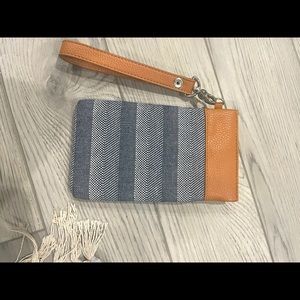 Thirty-One Woven Stripes Pinch Top Sunglasses Case with Wristlet